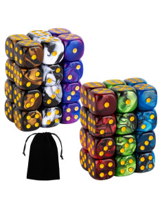 Set de 48 Dados D6 Mármol LAMJAM 12mm para Juegos