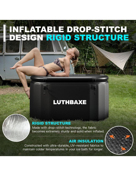 Baño Frío Inflable LUTHBAXE 825L Negro para Recuperación
