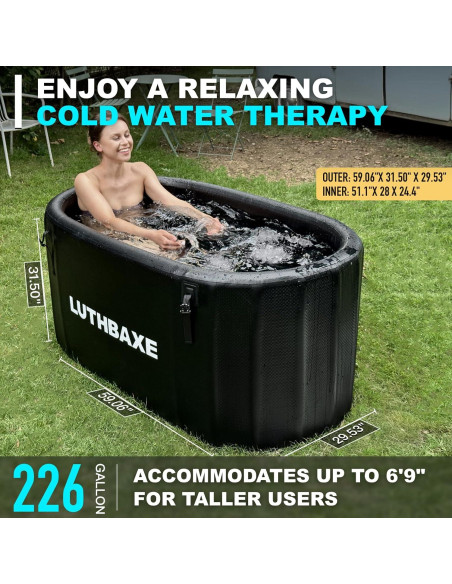 Baño Frío Inflable LUTHBAXE 825L Negro para Recuperación