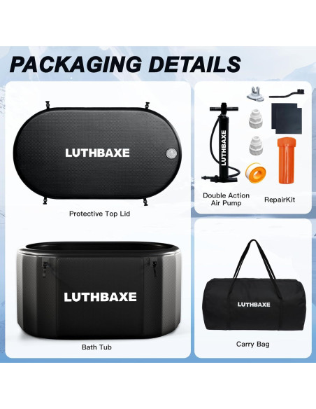 Baño Frío Inflable LUTHBAXE 825L Negro para Recuperación