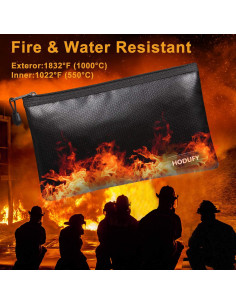 Bolsa de Dinero a Prueba de Fuego Hodufy 26.9x17.0cm Negra 2