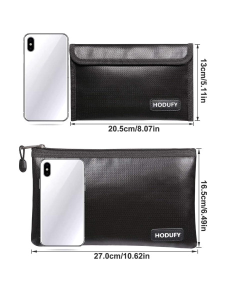 Bolsa de Dinero a Prueba de Fuego Hodufy 26.9x17.0cm Negra