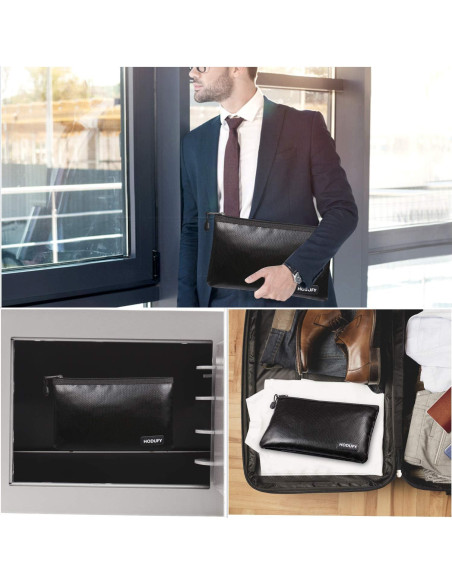 Bolsa de Dinero a Prueba de Fuego Hodufy 26.9x17.0cm Negra