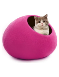 Cueva de Gato Woolygon Rosa 100% Lana Merino Hecha a Mano