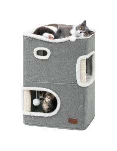 Casa para Gatos YITAHOME 2 Pisos con Rascador y Cueva Gris