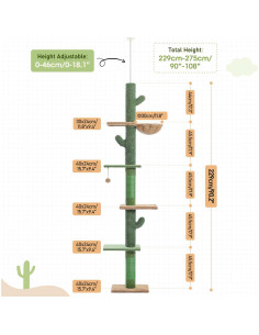 Torre para Gatos PAWZ Road Cactus Ajustable 241-274 cm 5 Niveles 2