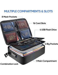 Caja de Documentos a Prueba de Fuego BALEINE 15x11x4 Negro 2