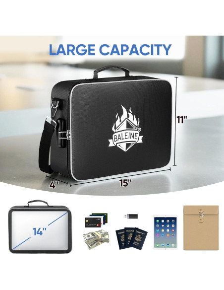 Caja de Documentos a Prueba de Fuego BALEINE 15x11x4 Negro