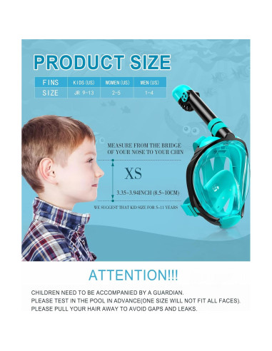 Equipo de Snorkel Viginsul para Niños con Aletas Ajustables