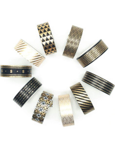 Conjunto de Cinta Washi VIVIQUEN 10 Rollos 15mm Negro y Dorado 2