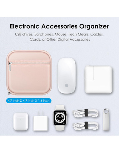 FINPAC Bolsa Organizadora Electrónica Rosa para Cargador MacBook