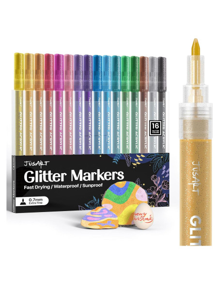 16 Marcadores Brillantes JusArt 0.7mm Tinta No Tóxica