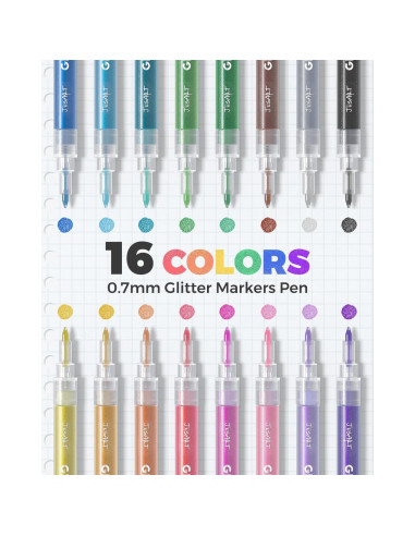 16 Marcadores Brillantes JusArt 0.7mm Tinta No Tóxica