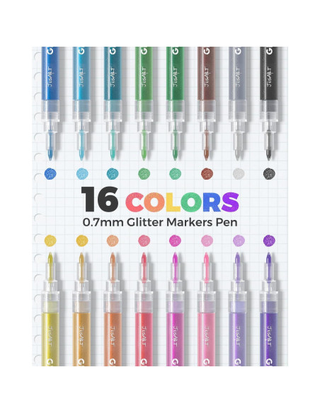 16 Marcadores Brillantes JusArt 0.7mm Tinta No Tóxica