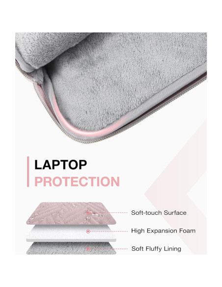 BAGSMART Funda para Laptop 13-14" Rosa Bebé con Accesorios