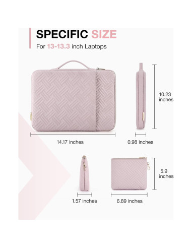 BAGSMART Funda para Laptop 13-14" Rosa Bebé con Accesorios