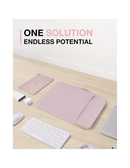 BAGSMART Funda para Laptop 13-14" Rosa Bebé con Accesorios