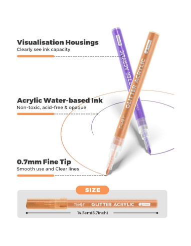 16 Marcadores Brillantes JusArt 0.7mm Tinta No Tóxica