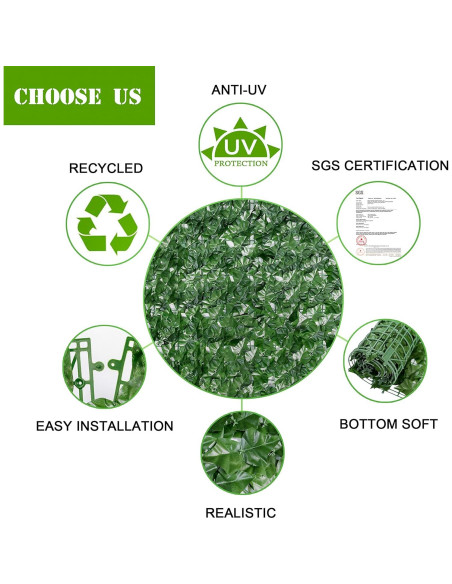 Seto Artificial de Hiedra Bybeton 101,6x406,4 cm Verde