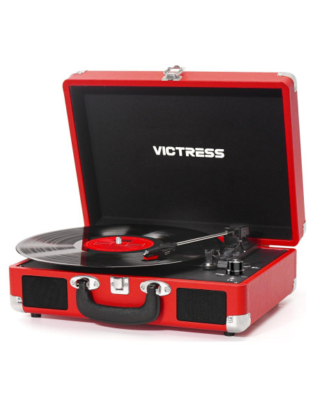 Reproductor de Vinilo VICTRESS TE-001F-RD Bluetooth Rojo