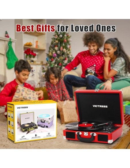 Reproductor de Vinilo VICTRESS TE-001F-RD Bluetooth Rojo