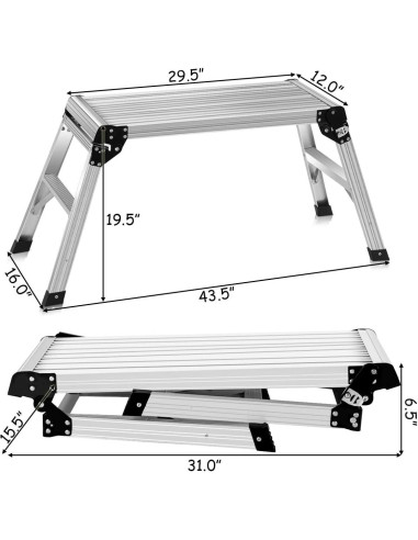 Escalera de Aluminio Giantex 3 Escalones Antideslizante