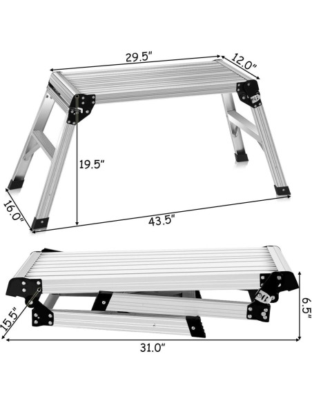 Escalera de Aluminio Giantex 3 Escalones Antideslizante