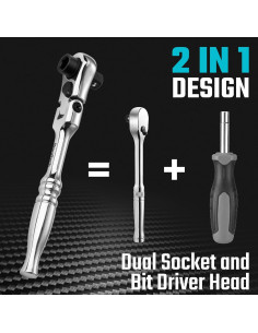 DURATECH Mango de Carraca 1/4" Flexible 72 Dientes Acero 2