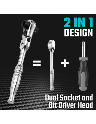 DURATECH Mango de Carraca 1/4" Flexible 72 Dientes Acero