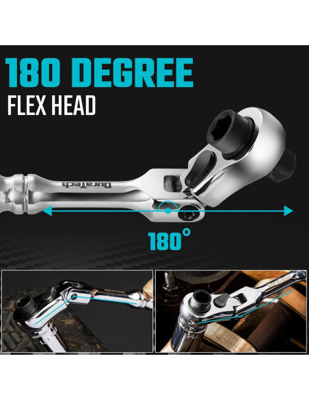 DURATECH Mango de Carraca 1/4" Flexible 72 Dientes Acero