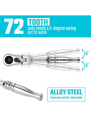 DURATECH Mango de Carraca 1/4" Flexible 72 Dientes Acero