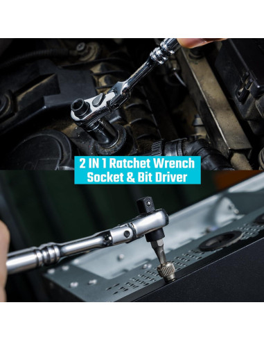 DURATECH Mango de Carraca 1/4" Flexible 72 Dientes Acero