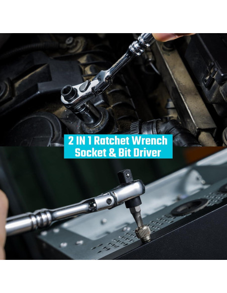 DURATECH Mango de Carraca 1/4" Flexible 72 Dientes Acero