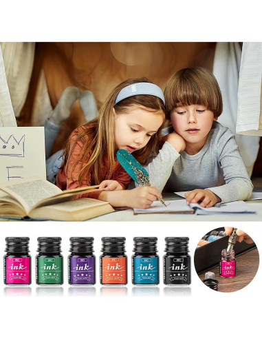 Juego de Pluma de Caligrafía NC con 6 Tintas y Soporte Verde