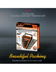 Juego de Llaves de Carraca Flexible HORUSDY 12 Piezas 1/4 a 2" 2