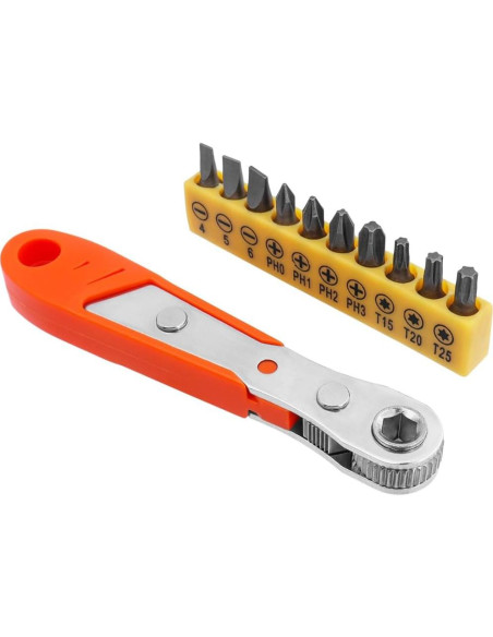 Llave de Carraca Mini Eyech 11 en 1 con Puntas 1/4"