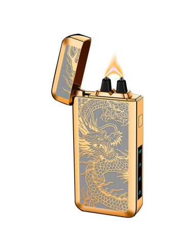 Encendedor Eléctrico TIKIUKI Dragón Dorado Recargable Plasma
