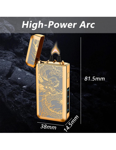 Encendedor Eléctrico TIKIUKI Dragón Dorado Recargable Plasma
