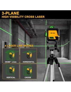 Nivel láser PREXISO 3 x 360 con trípode y base magnética 2