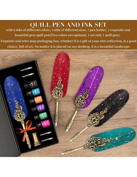 Juego de Pluma de Caligrafía NC con 6 Tintas y Soporte Verde