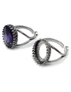 Anillo Ajustable de Plata Esterlina 925 para Joyería 13x18mm