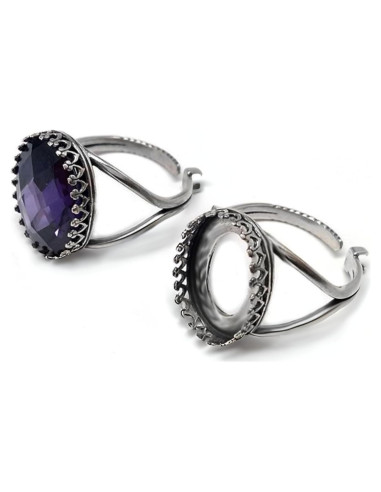 Anillo Ajustable de Plata Esterlina 925 para Joyería 13x18mm