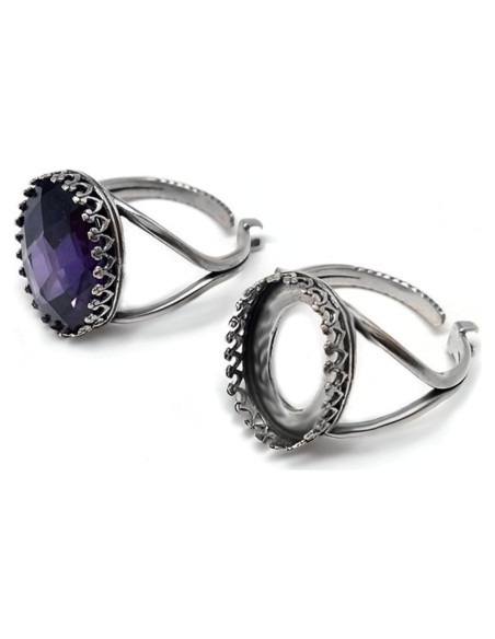 Anillo Ajustable de Plata Esterlina 925 para Joyería 13x18mm