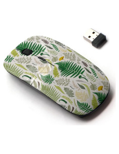 Ratón Inalámbrico 2.4G CJCBROES Diseño Helechos Vintage