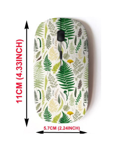 Ratón Inalámbrico 2.4G CJCBROES Diseño Helechos Vintage 2