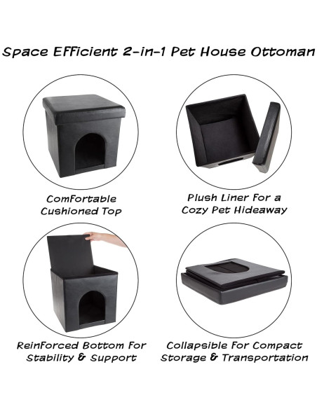 Casa para Gatos PETMAKER Plegable con Almohada Negra