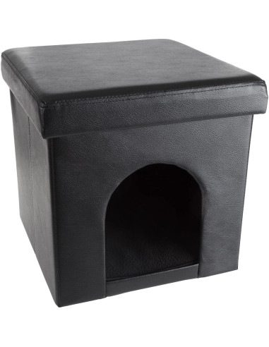 Casa para Gatos PETMAKER Plegable con Almohada Negra