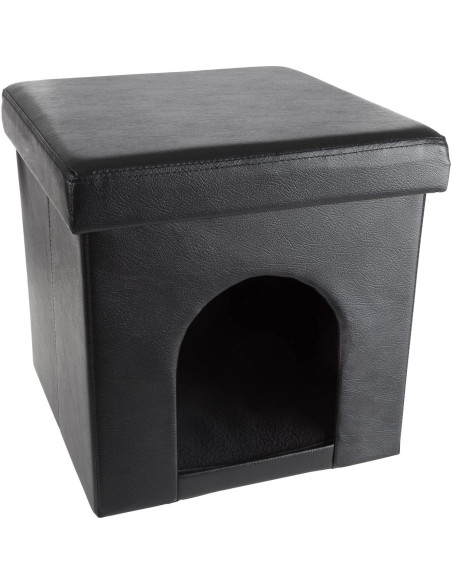 Casa para Gatos PETMAKER Plegable con Almohada Negra