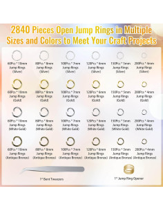 2840 Piezas Anillas Abiertas Shynek para Joyería 4-10mm 2