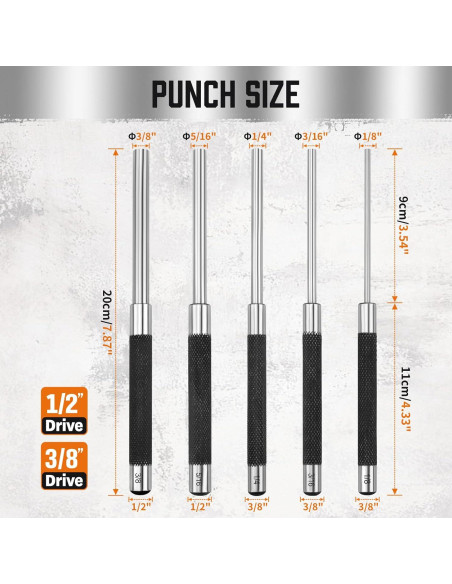 Juego de 5 Puntas de Pasador HORUSDY 20.32 cm Acero al Carbono